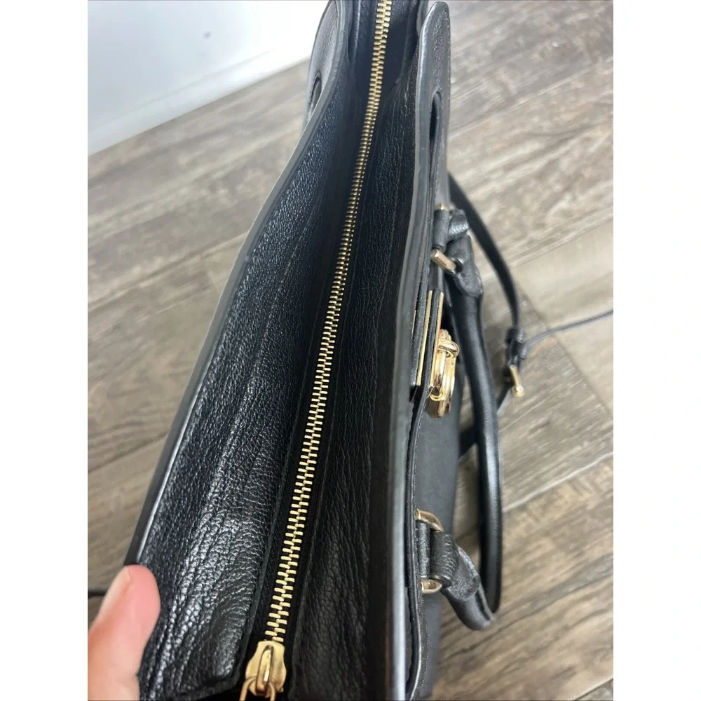 Michael Kors‎ Hamilton Medium Satchel Leather Shoulder Bag Handbag Purse Black